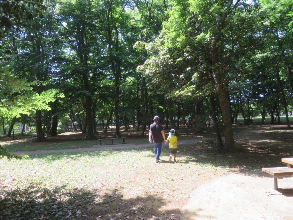 公園で面会交流をする父と息子